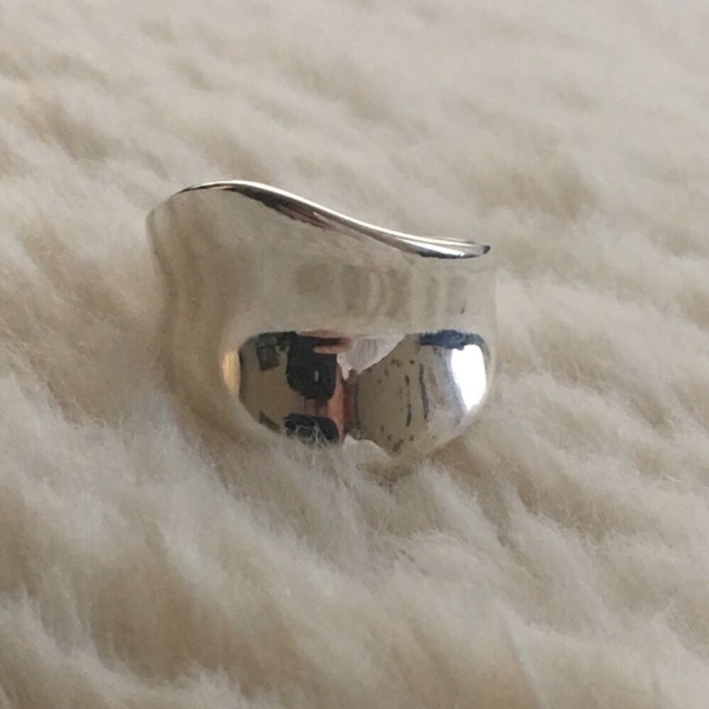 Sterling Silver 925 Abstract Wide Band Ring Size 7